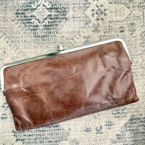 HOBO Brown Leather Wallet with Silver Accents